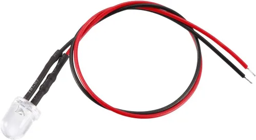 Vista 3 de uxcell 5pcs 0.315 in pre cableado LED, blanco DC3-6V lente transparente, diodos emisores de luz