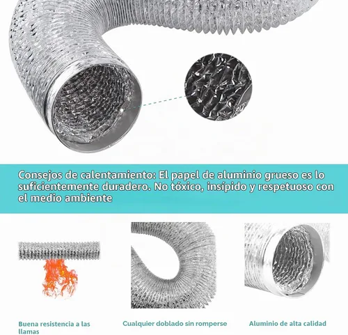Vista 6 de Cenipar Manguera de ventilación para secadora, manguera de ventilación de conductos de 4 pulgadas, lámina de aluminio flexible sin aislamiento
