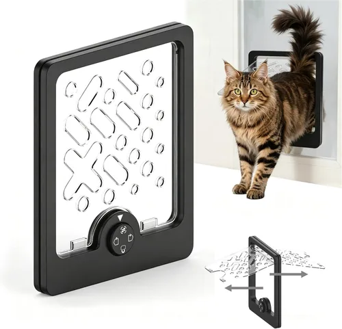 Puerta de gato para puertas interiores | Ventana integrada para puerta de mascotas