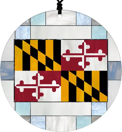 Vista 28 de New Hampshire Christmas Ornament - Faux Stained Glass Design Effect Featuring State Flag - 2026 Hanging Acrylic Disc Decoration for Tree - Unique