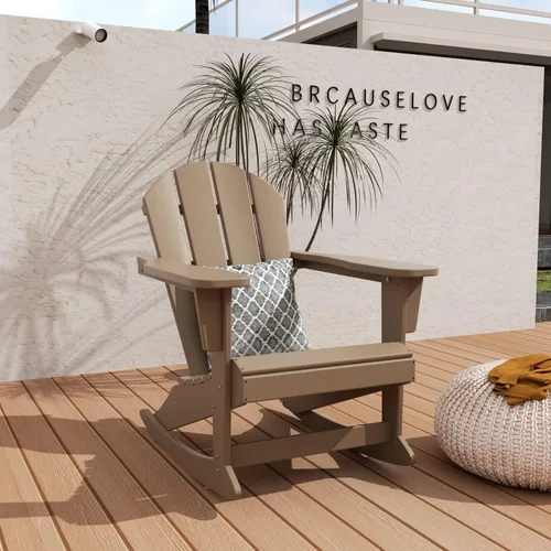 Vista 26 de WO Home Furniture Silla Mecedora de Patio Moderna para Exteriores HDPE Resistente a UV y Clima (Negro)