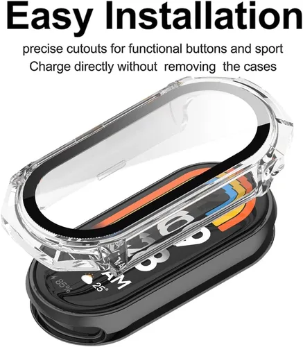 Vista 2 de [Paquete de 2] Funda con protector de pantalla de vidrio templado compatible con xiaomi Band 8, dureza 9H, 360°, funda protectora ultrafina de PC