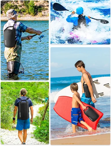 Vista 5 de HEETA - Bolsa seca impermeable para mujeres y hombres (versión actualizada) 5 L/10 L/20 L/30 L/40 L, bolsa de almacenamiento seca ligera con parte