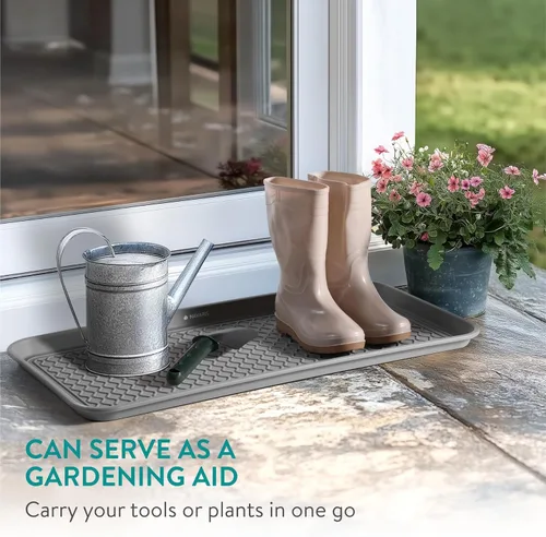 Vista 6 de Navaris Bandejas para botas de entrada (juego de 3) 30.0 x 15.2 in, gran bandeja impermeable para zapatos de invierno botas interior, puerta