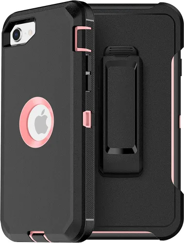 Vista 20 de MXX Funda diseñada para iPhone SE 2020/SE 2022, funda protectora resistente con protector de pantalla [3 capas] cubierta de protección de goma