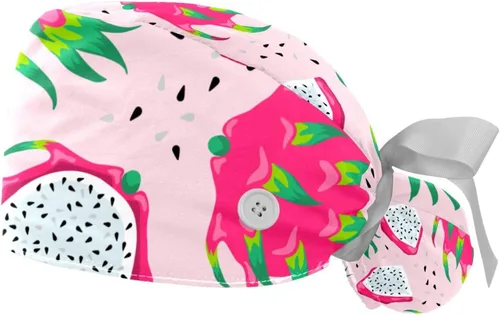 FFLOWER 2 gorras de trabajo con botones, banda para el sudor, dibujos animados, dinosaurio, cohete, cinta para atar en la parte trasera, Multicolor