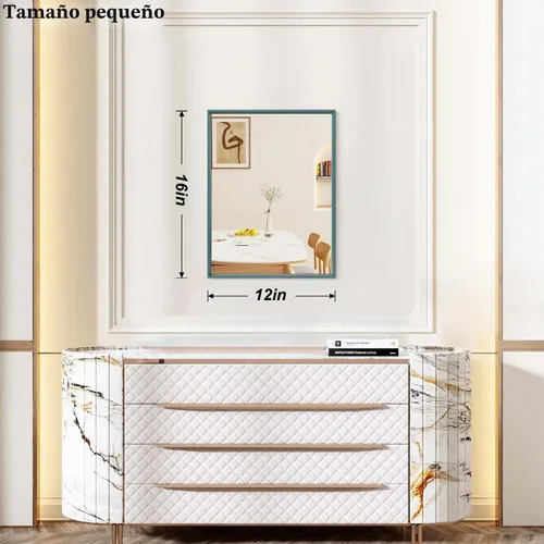 Vista 3 de AAZZKANG Espejos para Pared Rectangular Metal Enmarcado Negro 16"x12