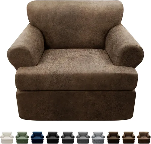 Vista 125 de Fundas para Sillón de 2 Piezas con Cojín en T, Fundas de Aspecto de Cuero para Sofá, Fundas para Sillas, Protector de Muebles Elástico, Funda