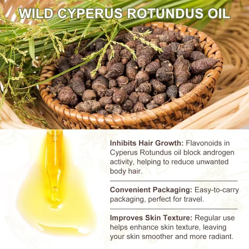 Vista 7 de Aceite Cyperus Rotundus, aceite Cyperus Rotundus para depilación, aceites naturales de hierba de nuez para reducir el crecimiento del vello