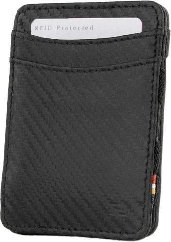 Vista 13 de GARZINI - Cartera mágica para hombre, cartera de piel con bloqueo RFID Cartera minimalista, tarjetero RFID, bolsillo mágico con tapa, caja de 08