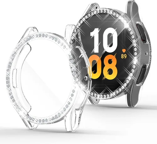 Vista 19 de RICHONE Compatible con Samsung Galaxy Watch 5 y Watch 4 y FE 40 mm Protector de pantalla Estuches de strass, Accesorios de cubiertas protectoras