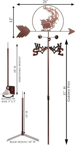 Vista 3 de SWEN Products Veleta de Santa y Reneno (montaje ajustable incluido)