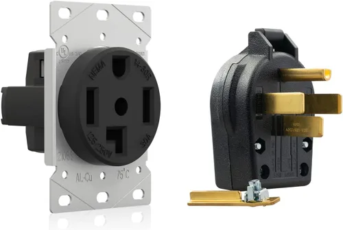 ELEGRP Salida de secadora de 30 amperios 125/250 V, NEMA 14-30R y NEMA 14-50P 4 clavijas secadora eléctrica y estufa horno estufa enchufe