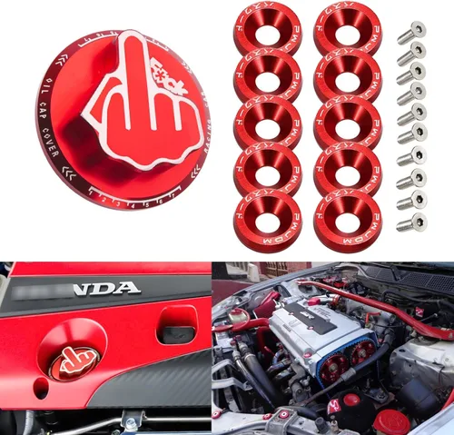 Vista 12 de x xotic tech Tapa de combustible para tanque de llenado de aceite de motor, patrón de dedo medio de aluminio, compatible con Honda y Acura (negro)