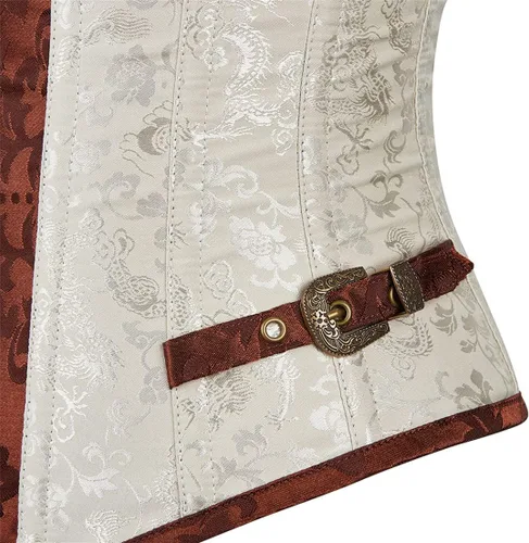 Vista 4 de frawirshau Corsés Steampunk para mujer, corsé gótico retro con cordones