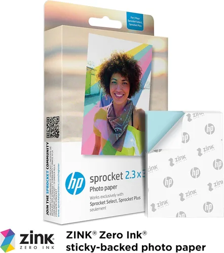 Vista 3 de HP Sprocket Select - Impresora fotográfica instantánea a color portátil para dispositivos Android e iOS, paquete de inicio