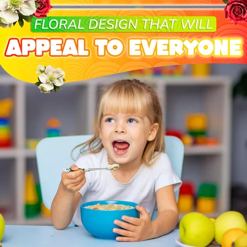 Vista 7 de Juego de 6 cucharas de café con mango de cerámica – Cucharas pequeñas de postre de 6.1" con diseño floral – Cuchara de acero inoxidable para té