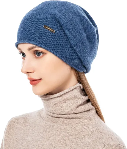 Vista 2 de QUEENFUR Gorro de punto holgado para mujer gorro de esquí de cachemira gorro de invierno suave y cálido