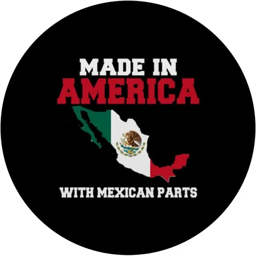Vista 3 de Hecho en Estados Unidos con piezas mexicanas con bandera de México, PopSockets estándar PopGrip