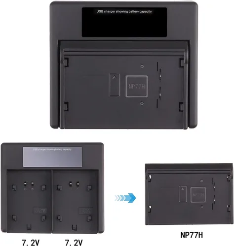 Vista 4 de FocusFoto Cargador de batería LCD USB NP-77H para NP-55 NP-33 NP-68 NP-78 NP-98 para cámara Sony CCD-FX630 CCD-FX640 CCD-FX700 CCD-FX700E CCD-FX710