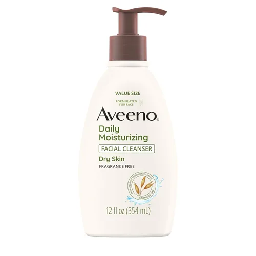 Aveeno Limpiador Facial Hidratante Diario para Piel Seca, Limpiador Facial Suave con Avena Calmante para Piel que se Siente Suave y Flexible,