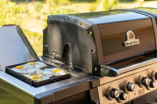 Vista 7 de Broil King 11250 Plancha de hierro fundido de ajuste exacto, quemador lateral de hierro fundido, color negro