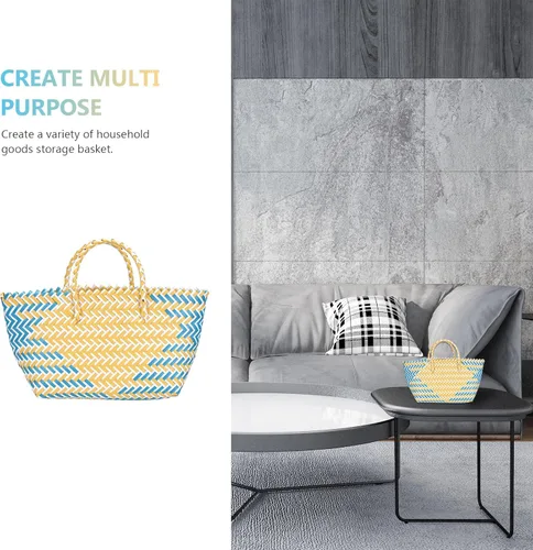 Vista 6 de Zerodeko Cesta de picnic de mimbre francés de gran capacidad hecha a mano para mujer, con asas para almacenamiento de compras, artículos de bebé