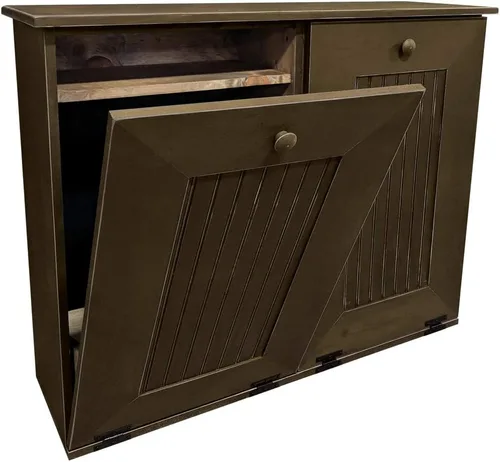 Vista 7 de Sawdust City Papelera y Papelera de reciclaje (mancha de nuez)