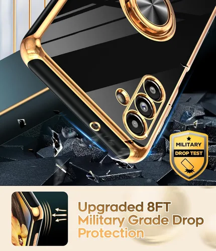 Vista 7 de LeYi para Funda de Teléfono Samsung Galaxy A13-5G: Protector de Pantalla de Vidrio Templado, Soporte Magnético Giratório de Anillo 360°, Borde Negro