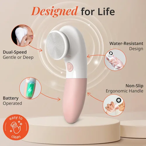 Vista 3 de Vanity Planet Raedia Cepillo de limpieza facial – Cepillo eléctrico de limpieza facial con 4 cabezales de cepillo exfoliantes – Impermeable