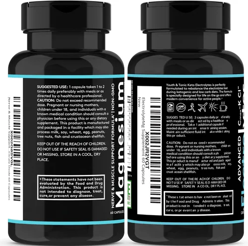 Vista 7 de Complejo de magnesio de alta absorción + píldoras de electrolitos, vitaminas de minerales mag, suplemento de óxido de citrato de magnesio premium