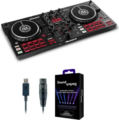 Vista 10 de Paquete de controlador DJ – Juego de 2 cubiertas DJ con mezclador, interfaz de audio, ruedas táctiles capacitivas, efectos y auriculares DJ - Numark