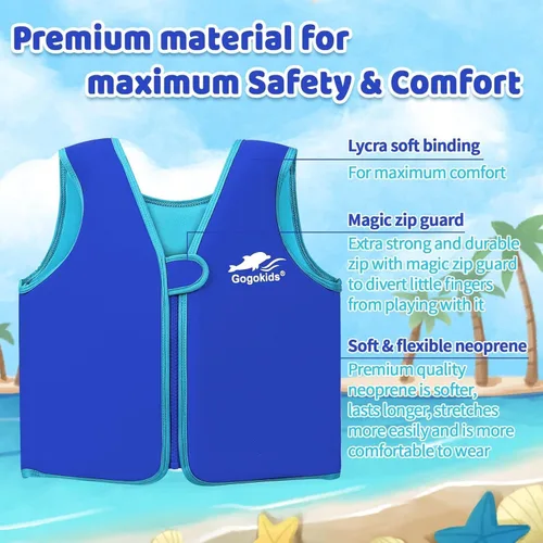Vista 3 de Vine Kids Swim Vest Toddler Learn to Swim Floatation Jackets Training Vest for Boys Girls