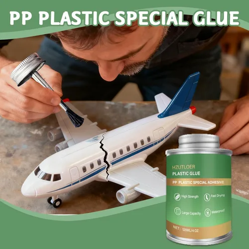 Vista 7 de Pegamento de plástico, adhesivo de plástico de 4.1 fl oz con cepillo, pegamento transparente súper fuerte para PP, ABS, PVC, acrílico, miniaturas