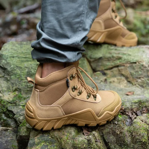 Vista 7 de Free Soldier - Botas tácticas militares de cuero de gamuza para hombre, para trabajo, combate, caza
