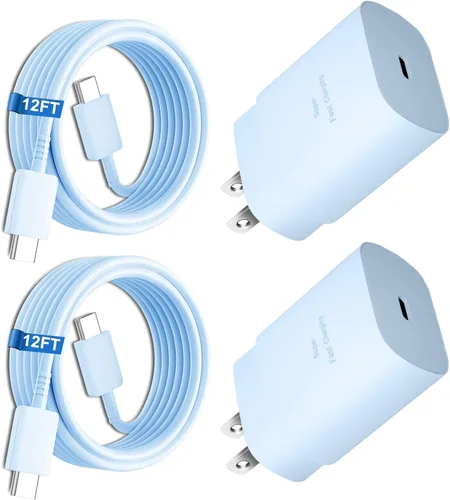 Vista 17 de Cargador súper rápido tipo C, bloque de cargador de pared rápido USB C de 25 W y cable de carga rápida súper largo de 8 pies para Samsung Galaxy