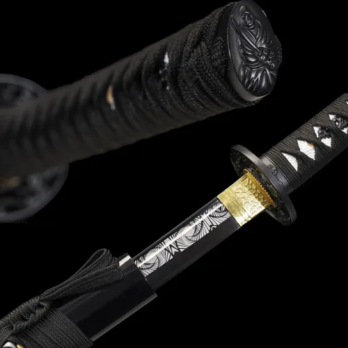 Vista 3 de Espada Katana Wuaiyebet forjada a mano con acero de carbono de alto contenido 1045/1060, tradicional, espadas samurai japonesas, hoja completa