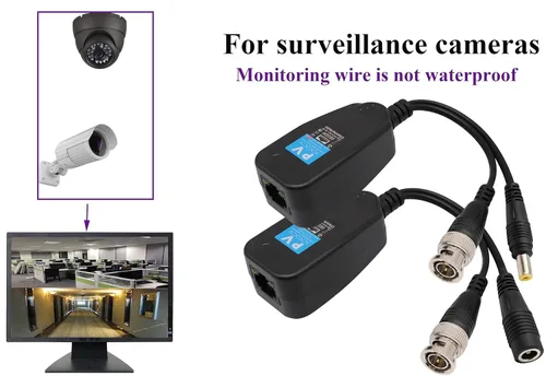 Vista 5 de Video Balun Transmisor transceptor RJ45 a BNC HD-CVI/TVI/AHD/CVBS con conector de alimentación CC para 1080P 3MP 4MP 5MP 8MP CCTV Sistema de cámaras