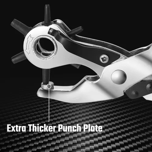 Vista 5 de DURATECH Punzón giratorio, herramienta de perforación de cuero, 8 pulgadas, 6 cubiertas de tamaño de agujeros múltiples de 0.079 in a 0.177 in