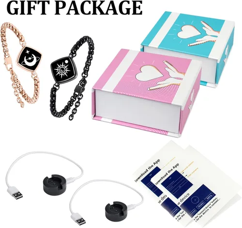 Vista 6 de Pulseras táctiles de larga distancia, pulseras de vibración e iluminación para parejas, pulsera inteligente a juego para parejas, relaciones