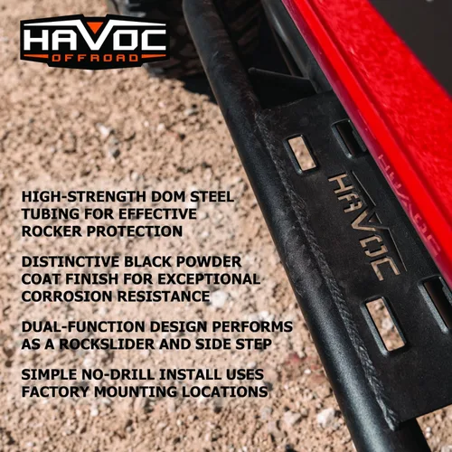 Vista 4 de Havoc Offroad TrailCrawler Steps Par de acero, negro HFB-06-001 Compatible con Ford Bronco 2021-2024 de 2 puertas