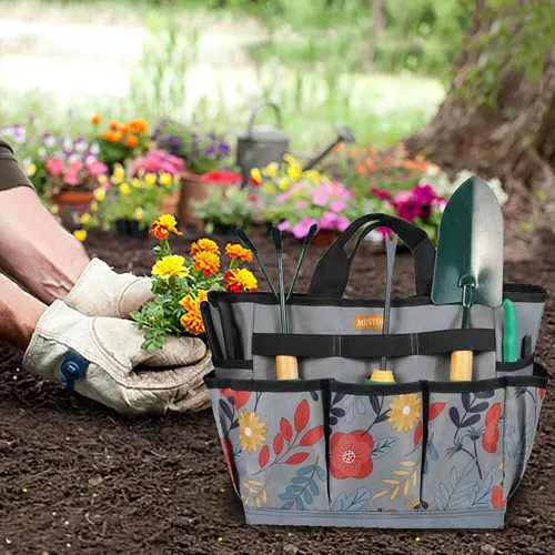 Vista 7 de MDSTOP Taburete de jardín plegable y bolsa de herramientas de jardín