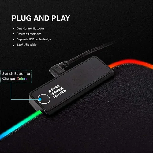 Vista 5 de Mouse Pads Anime Game Gaming Mouse Pad RGB Gamer PC Computer Mousepad Backlit Mause Pad Large XXL LED Desk Mat Keyboard Table 31.49 inch x12 inch A4