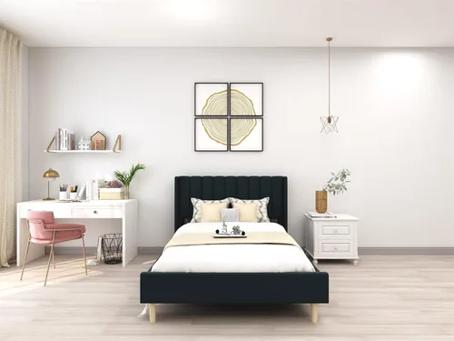 Vista 25 de Cama de plataforma tapizada de perfil bajo, camas individuales con gris oscuro (terciopelo)