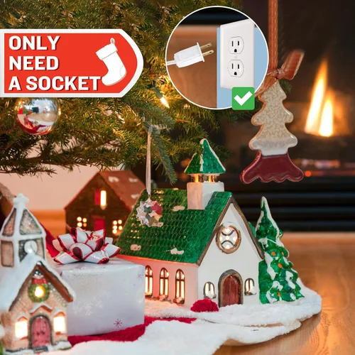 Vista 5 de Luces LED de Molde Soplado C7 de Villa Navideña. 6 pies con Interruptor y Fusible, Adecuadas para Linternas de Calabaza de Halloween de Interiores