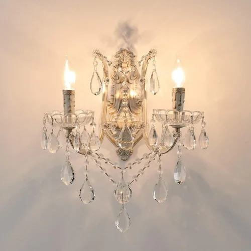 Vista 2 de YLONG-ZS Lámpara de pared de cristal de 2 luces, lámpara de pared moderna para montaje en pared, cepillo blanco para sala de estar, baño, dormitorio