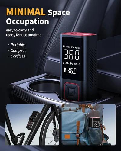 Vista 8 de Powools Inflador de neumáticos inalámbrico, compresor de aire portátil, bomba de aire de 150 PSI con función de apagado automático para neumáticos