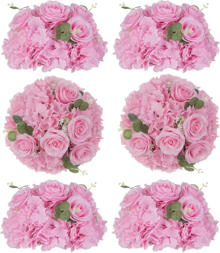 Vista 37 de BLOSMON Bolas de Flores Artificiales Centros de Mesa de Boda 2 Piezas 11.8" Lila Flores Falsas Rosa Hortensia Arreglo de Bolas Centro de Mesa