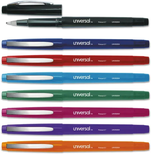 Vista 2 de UNIVERSAL UNV50504 - Bolígrafos medianos de punta porosa de 0.028 in, surtido (8 unidades)