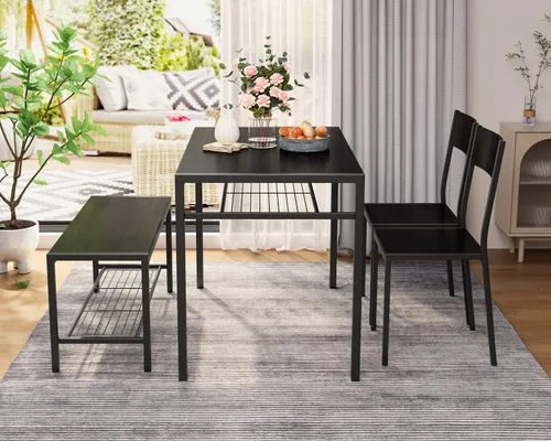 Vista 33 de Gizoon Juego de mesa de comedor para 2, mesa de cocina de 3 piezas con 2 sillas para espacios pequeños, apartamento, cocina, comedor, ahorro